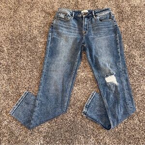 Driftwood Jeans Womens Blue Denim Jackie Classic Fit Solid Distressed Rip 28x26